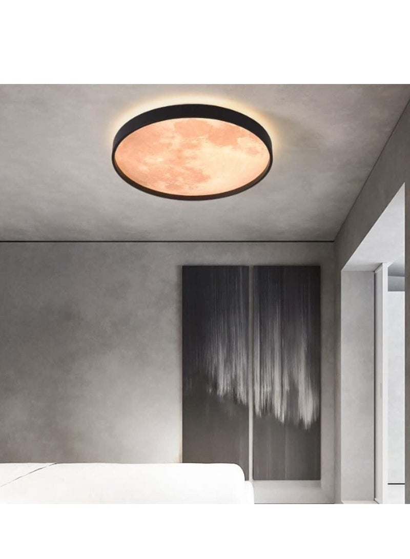 WALALLA LED Moon Ceiling Light, Ultra-Thin Round Ceiling Light, Simulation Moon Chandelier Entrance Hallway Ceiling Light, for Bedroom Living Room Boys Girls Bedroom 38 cm - Image 3