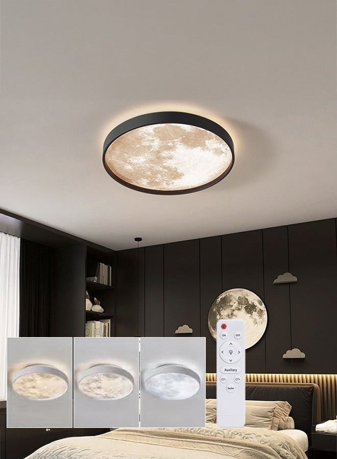 WALALLA LED Moon Ceiling Light, Ultra-Thin Round Ceiling Light, Simulation Moon Chandelier Entrance Hallway Ceiling Light, for Bedroom Living Room Boys Girls Bedroom 38 cm - Image 1