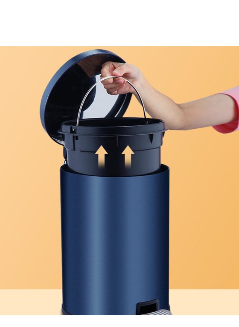 Golden Home - Bin, Classic Round Pedal Trash Can, Hands-Free Ideal For Kitchen, Bathroom, Bedroom, Office, Stainless Steel 12L (L1101)  - Image 5