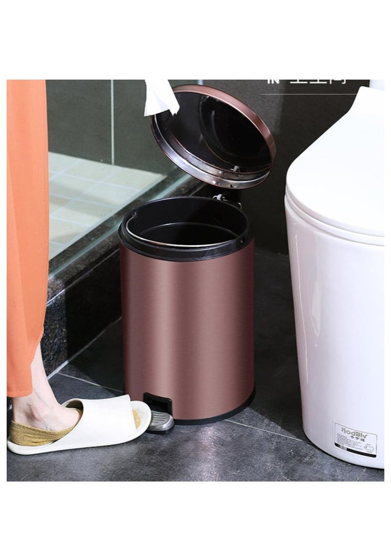 Golden Home - Bin, Classic Round Pedal Trash Can, Hands-Free Ideal For Kitchen, Bathroom, Bedroom, Office, Stainless Steel 12L (L1101)  - Image 3