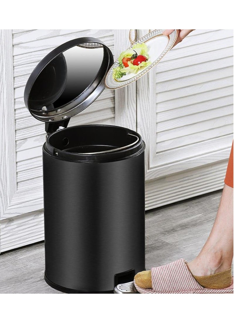 Golden Home - Bin, Classic Round Pedal Trash Can, Hands-Free Ideal For Kitchen, Bathroom, Bedroom, Office, Stainless Steel 12L (L1101)  - Image 2