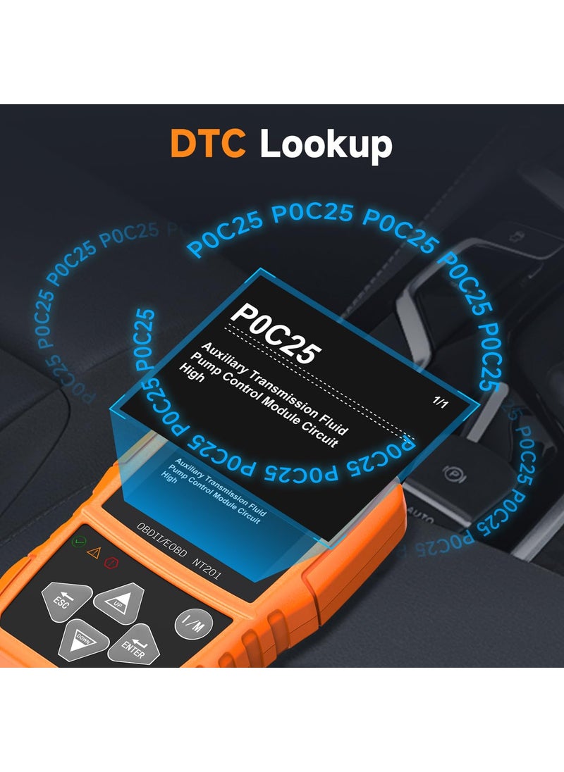 FOXWELL NT201 OBD2 Scanner Code Reader for Cars and Trucks Check Engine Light, Read and Clear Fault Codes, Live Data Scanner Diagnostic Tool for All Cars After 1996