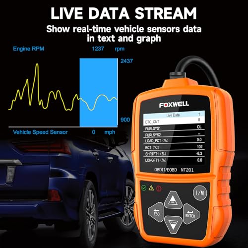 FOXWELL NT201 OBD2 Scanner Code Reader for Cars and Trucks -Reset Check Engine Light, Read and Clear Fault Codes, Live Data Diagnostic Tool for All Cars Since 1996 - Image 5