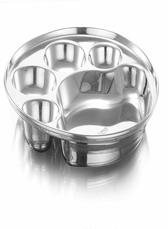 Expresso - Heavy Duty Stainless Steel Round Dinner Plate w/ 5 Sections Divided Mess Trays for Kids Lunch, Camping, Events & Every Day Use Kitchenware - Image 3