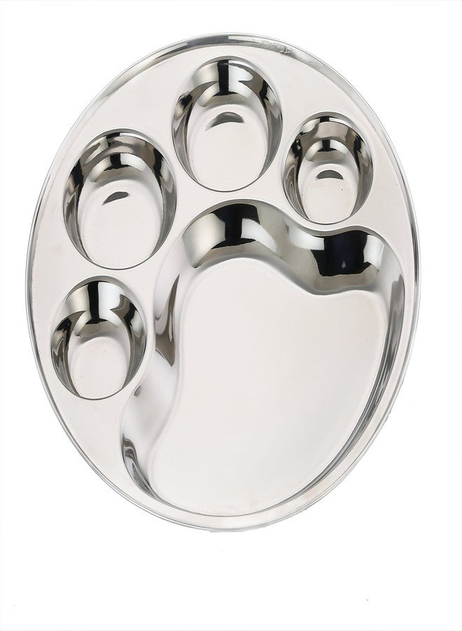 Expresso - Heavy Duty Stainless Steel Round Dinner Plate w/ 5 Sections Divided Mess Trays for Kids Lunch, Camping, Events & Every Day Use Kitchenware - Image 1