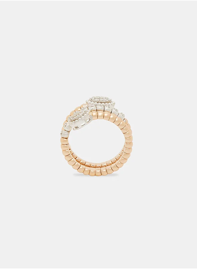 أناكا 18Kt Rose Gold Ring Studded with Natural Diamonds