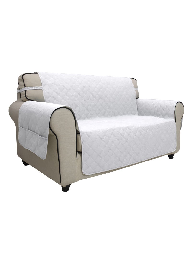 Easy-Going EasyGoing Sofa Slipcover Loveseat Cover Waterproof Couch Cover Washable Sofa Cover for 2 Cushion Couch NonSlip Fabric Furniture Protector with Pocket for Pets Kids Dog Cat Loveseat White 