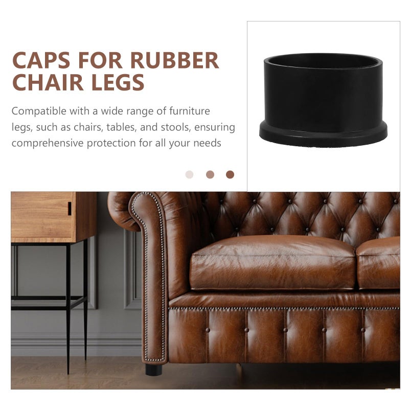 Black Rubber Table Leg Tips 4Pcs Non Slip Furniture Feet Pads Protect Tile Hardwood Floors - Image 4