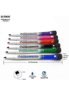 Maxi Slim Magnetic Whiteboard Marker With Eraser 1 2Mm 4Pc Blue Black Red And Green Magnetic Color Pens For Whiteboard. Or Home Office And School  - Image 2