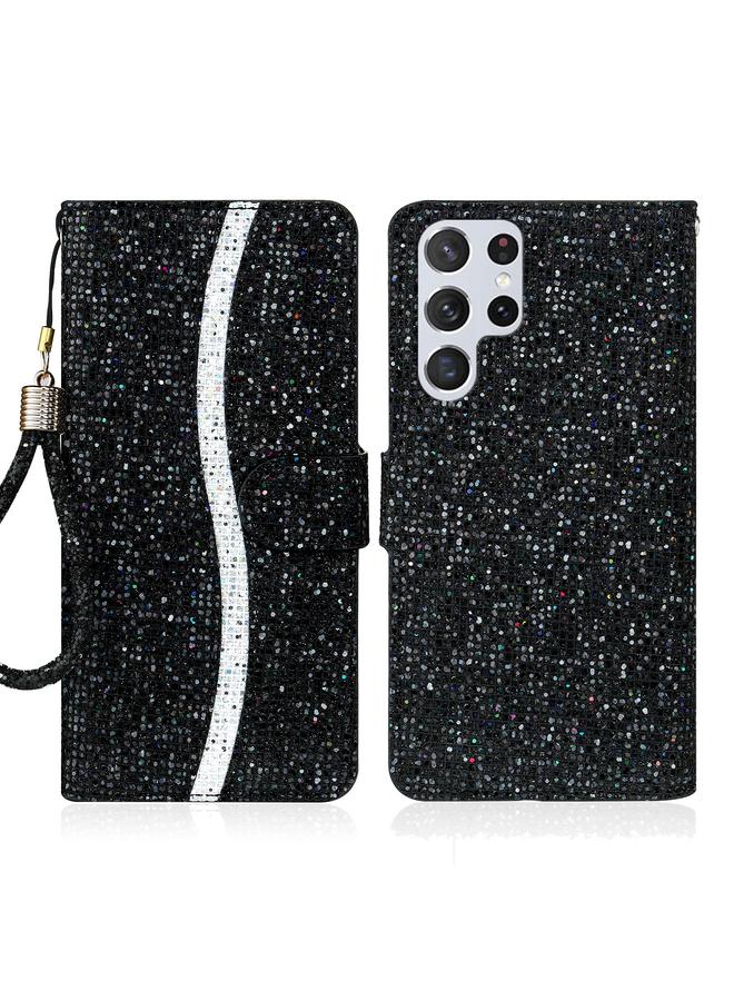 S-TOP Case For Samsung Galaxy S23 Ultra 5G Glitter Powder Filp Leather Phone Case - Image 1