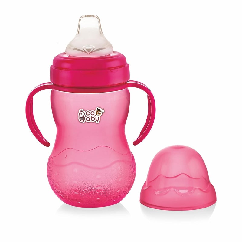 BEEBABY Grippee Soft Silicone Spout Sippy Cup with Handle for Babies, Leak Proof, Anti Spill Sipper for Baby 6 Months+, 100% BPA Free (Grippee - Pink, 300 ML) - Image 1