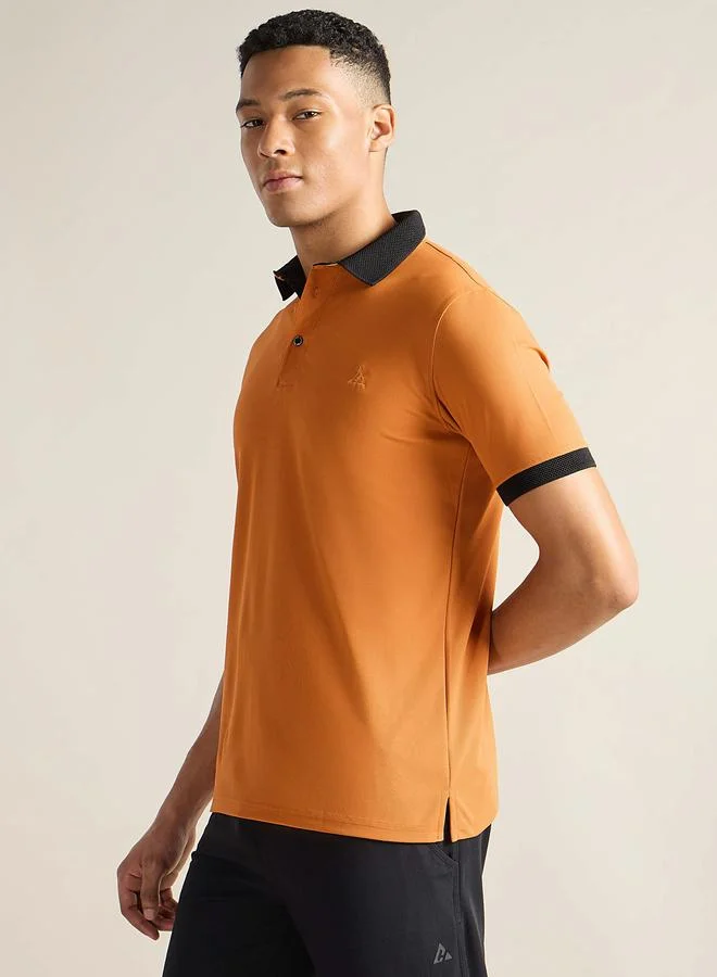 Clans&Hans Men Orange Jacquard Collar Knitted Polo