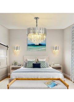 HUA QIANG WANG Modern Crystal Chandeliers 20" Chrome Chandelier Round Crystal Pendant Light for Dining Room Living Room Bedroom Foyer  - Image 3