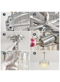 HUA QIANG WANG Modern Crystal Chandeliers 20" Chrome Chandelier Round Crystal Pendant Light for Dining Room Living Room Bedroom Foyer  - Image 5