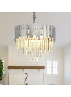 HUA QIANG WANG Modern Crystal Chandeliers 20" Chrome Chandelier Round Crystal Pendant Light for Dining Room Living Room Bedroom Foyer  - Image 1