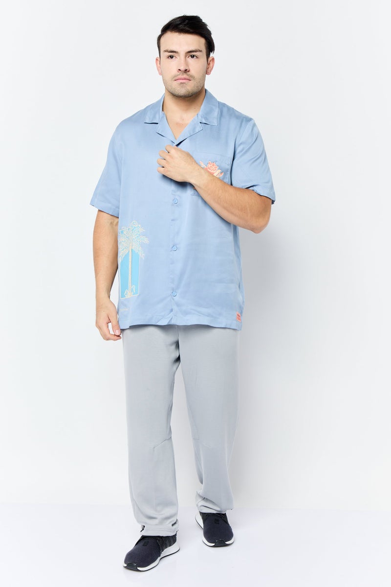 adidas Originals Men Sportswear Fit Short Sleeves Outdoor Glide Shirt, Slate Blue  - Image 4
