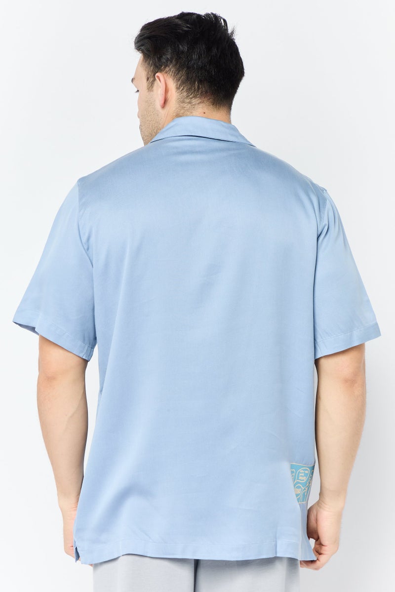 adidas Originals Men Sportswear Fit Short Sleeves Outdoor Glide Shirt, Slate Blue  - Image 3