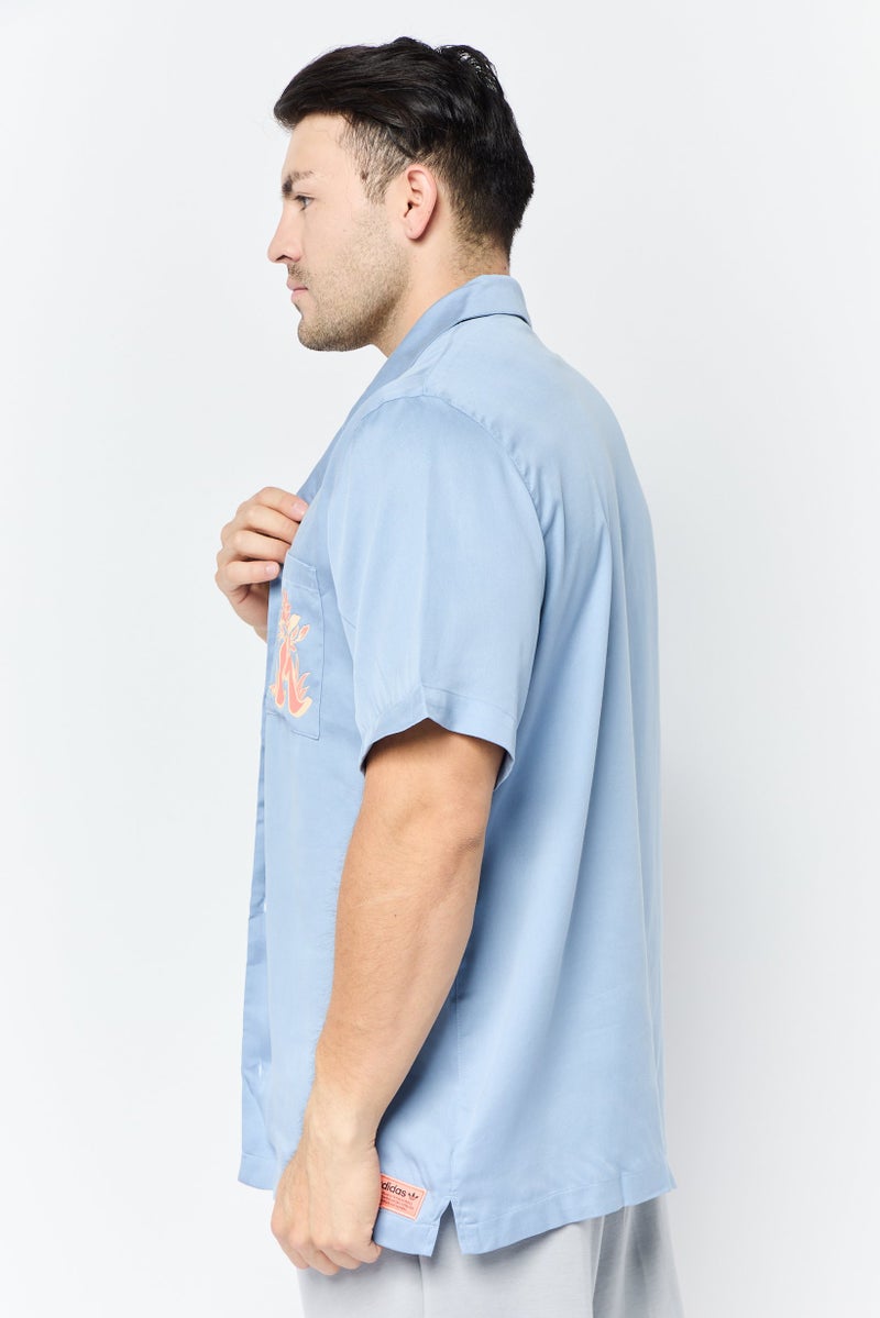 adidas Originals Men Sportswear Fit Short Sleeves Outdoor Glide Shirt, Slate Blue  - Image 2