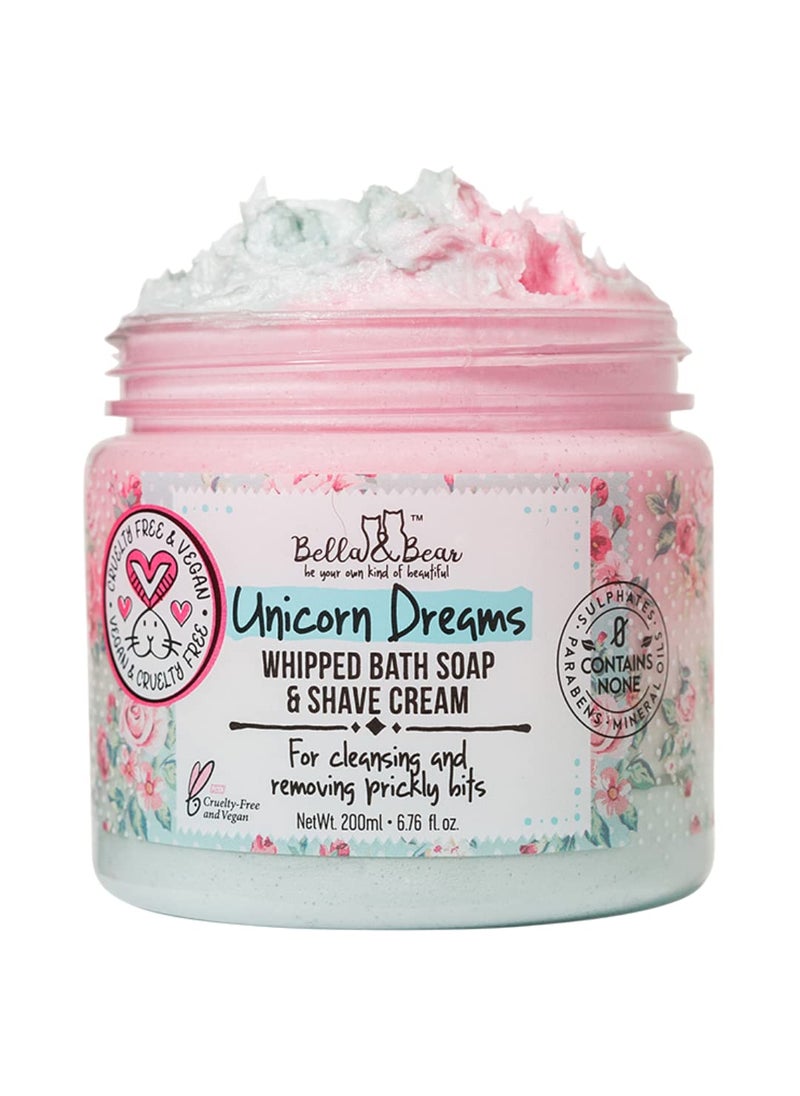 Bella and Bear Bella  Bear Unicorn Dreams Whipped Bath Soap SLS Free Paraben Free CrueltyFree Vegan Body Wash And Shave Cream 67oz mango  pineapple with a hint of vanilla 