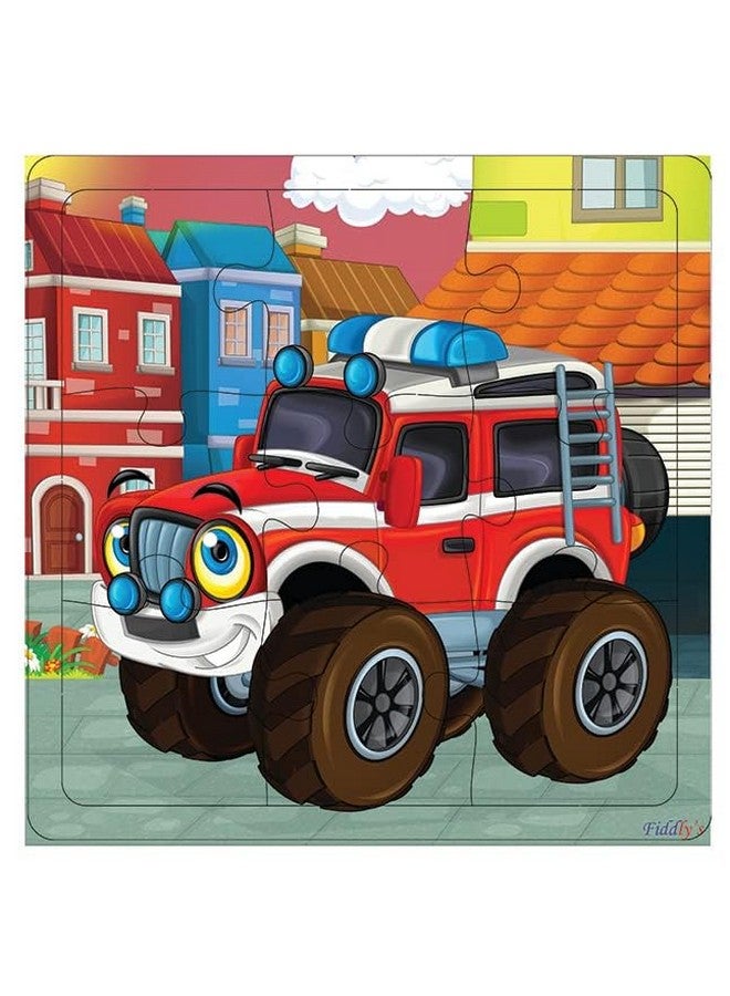 Fiddlys Wood Jigsaw Puzzles For Kids & Children -9 Pieces Age 3+ (Vehicles (Pack Of 4)) - Image 3