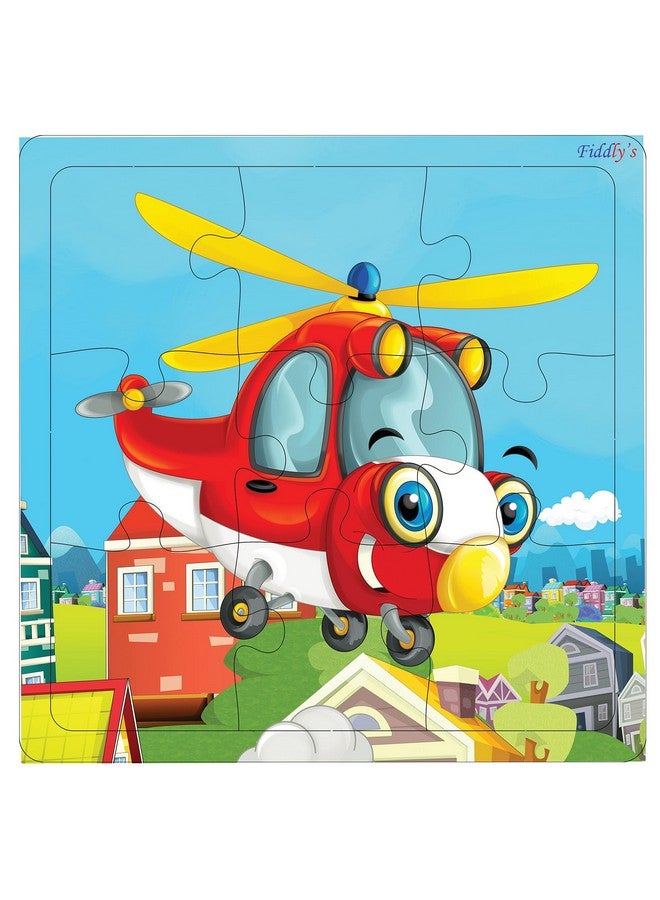 Fiddlys Wood Jigsaw Puzzles For Kids & Children -9 Pieces Age 3+ (Vehicles (Pack Of 4)) - Image 2