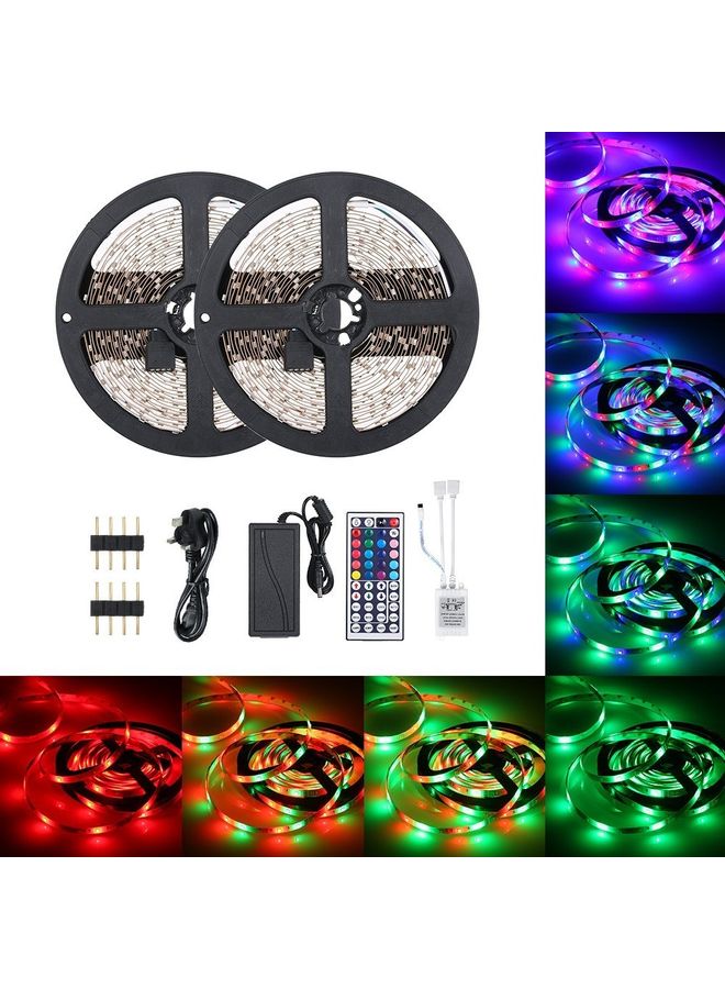 إسكدنيا مجموعة مصابيح LED شريطية مُزودة بإضاءة مُتعددة الألوان RGB ومُكونة من قطعتين مع جهاز تحكم عن بعد متعدد الألوان 10متر - Image 1