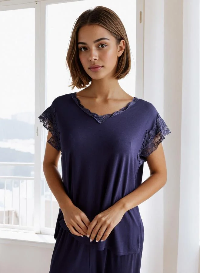 Splash FAV Lace Trim Pyjama Set