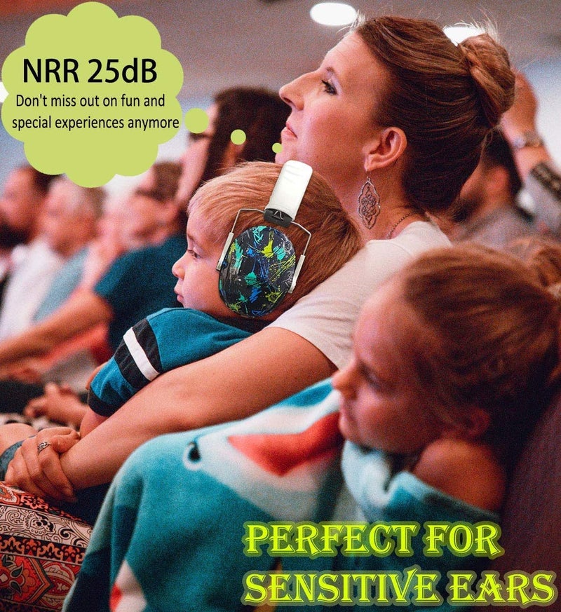 PROHEAR 032 واقيات أذن للأطفال، سماعات أذن أمان، تقليل الضوضاء NRR 25dB، سماعات أطفال قابلة للتعديل لحماية السمع في الفعاليات الرياضية، الحفلات، السباقات، المطارات - نمط جرافيتي - Image 5