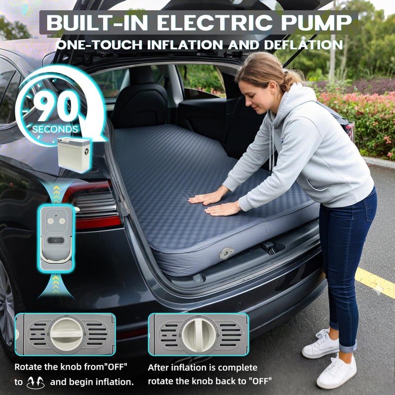 UPWELL Self Inflating Sleeping Pad Truck Camping Thick Mattress for Tesla Model Y Solid Foam 4 Season Car Bed Mattress Portable Roll Up Bed Greyï¼Œwith air Pump - Image 3