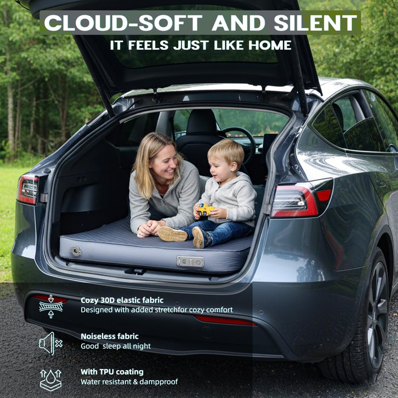 UPWELL Self Inflating Sleeping Pad Truck Camping Thick Mattress for Tesla Model Y Solid Foam 4 Season Car Bed Mattress Portable Roll Up Bed Greyï¼Œwith air Pump - Image 4