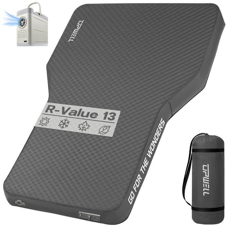 UPWELL Self Inflating Sleeping Pad Truck Camping Thick Mattress for Tesla Model Y Solid Foam 4 Season Car Bed Mattress Portable Roll Up Bed Greyï¼Œwith air Pump - Image 1