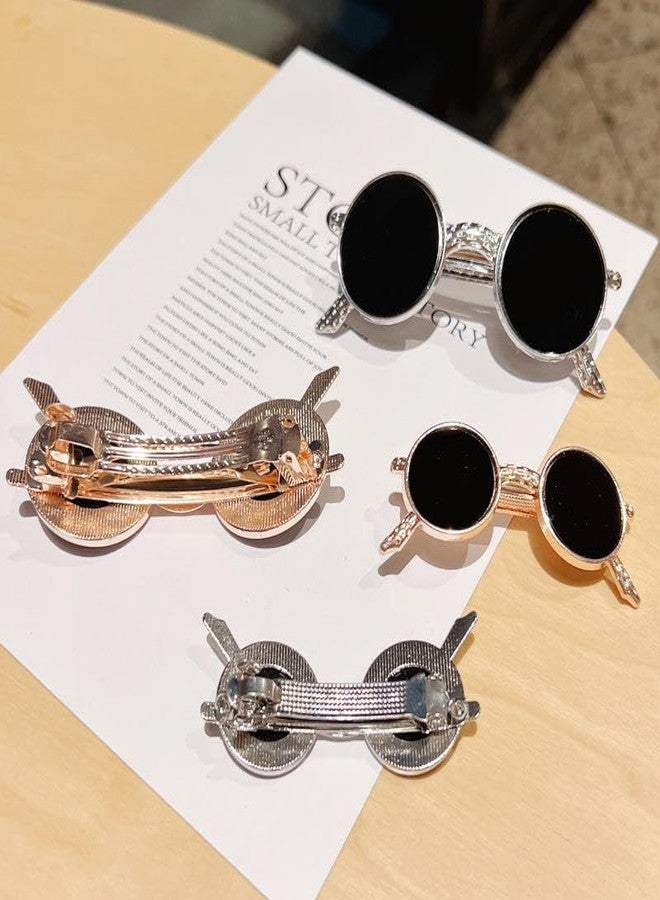 LOCKLUX Trendy Sunglass-Style Hair Clip Set for Women & Girls - Pack of 2 Premium Silver and Gold Metal Clutcher Clips for Fashionable Everyday Styling, Parties & Casual Looks - Durable Decorative Hair Accessories for All Hair Types - Image 3