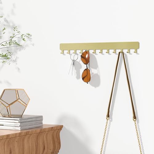 Josmimic Necklace Holder - Hanging Jewelry Organizer, Self-Adhesive, Wall Mount, 2 PCS, Gold - Image 4
