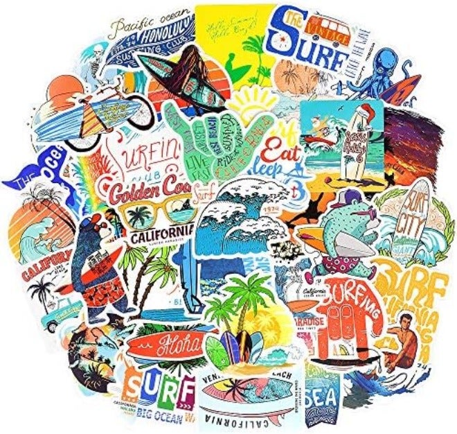QTL Waterproof Vinyl Stickers Pack for Laptop Water Bottle Party Supplies(50Pcs Neon Style) - Image 2
