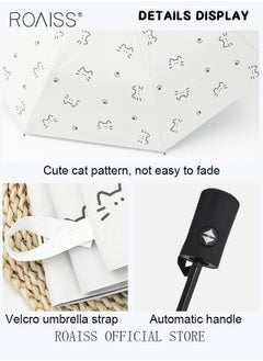 roaiss Cartoon Kitten Fully Automatic Umbrella for Women 8 Rib Lightweight Dual Purpose Umbrella for Sun and Rain Protection Girls Compact Portable Fold Umbrella Effectively Blocks Sunlight UPF50+  - Image 5