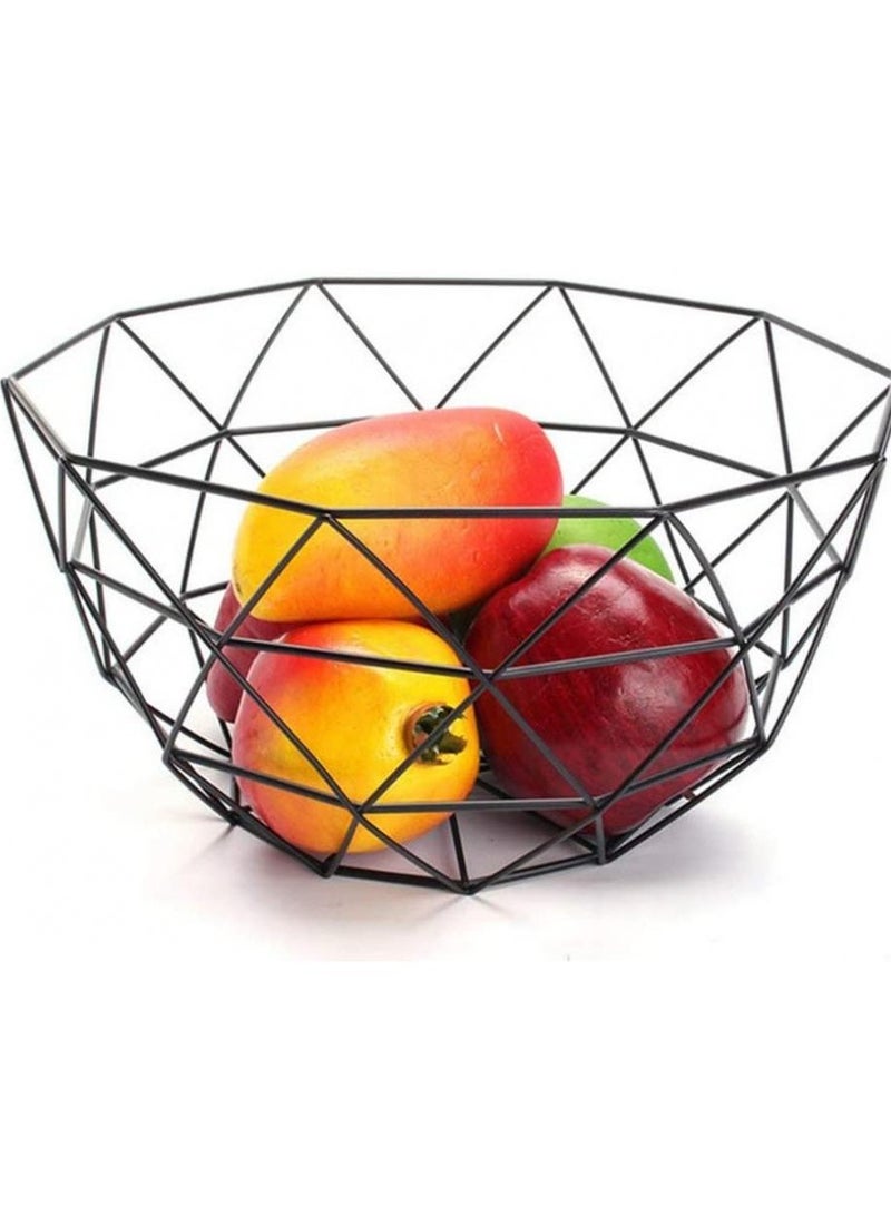 Alissa Luxury Black Metal Fruit Basket Bowl – Modern Decorative Centerpiece for Kitchen & Living Room | Large, Stylish Storage for Fruits, Snacks & More - Image 1