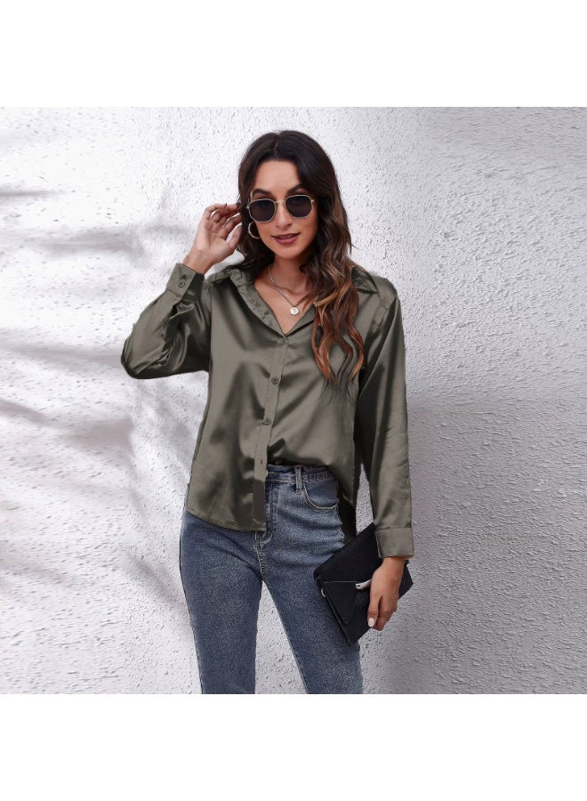 general Women's satin imitation silk long-sleeved blouse - Image 1