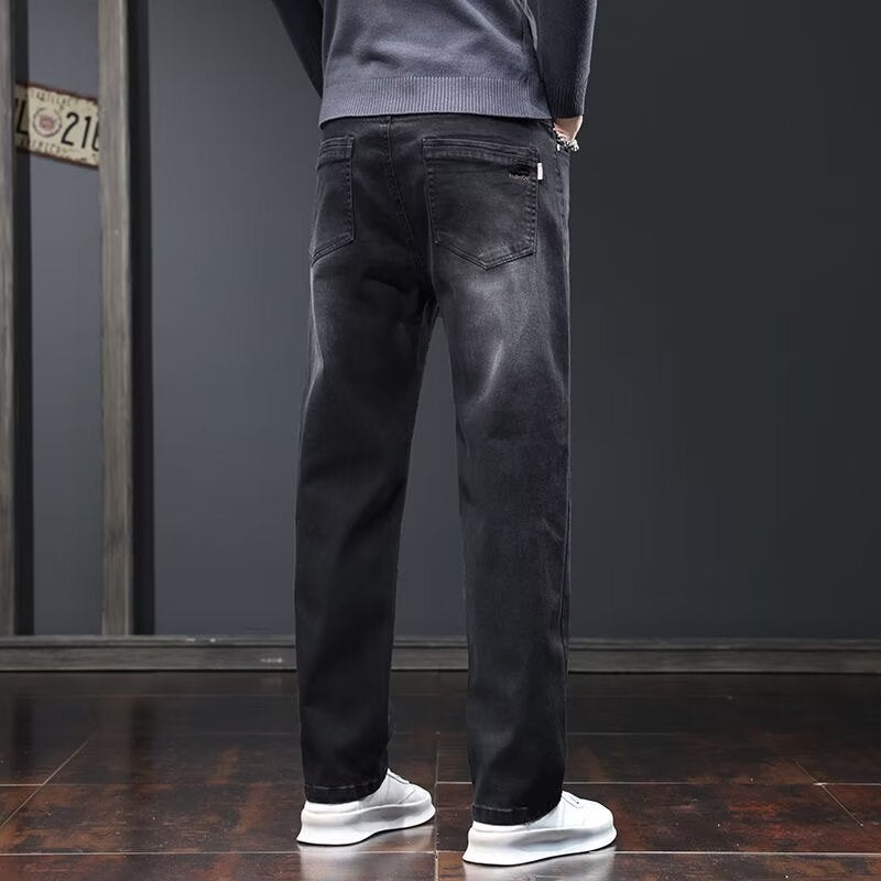 Men's High Street Black Jeans 2025 New American Style Loose Straight Leg Long Pants - Image 2