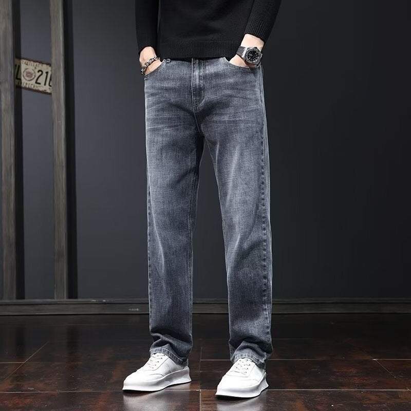 Men's High Street Black Jeans 2025 New American Style Loose Straight Leg Long Pants - Image 4