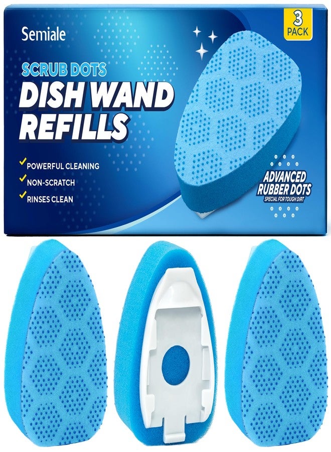 Semiale Scrub Dots Dishwand Refills Sponge Heads, Dish Wand Refill, Scrubber Replacement Head, Non Scratch Brush Soap Filled Dispensing Handle,Heavy Duty Dishwashing Pads Dispenser Dishwasher Cleaning - Image 1