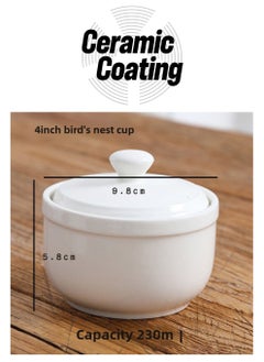Generic Ceramic Stew Pot 4-Inch with Lid Thick Durable 4-inch Bird's Nest Cup 