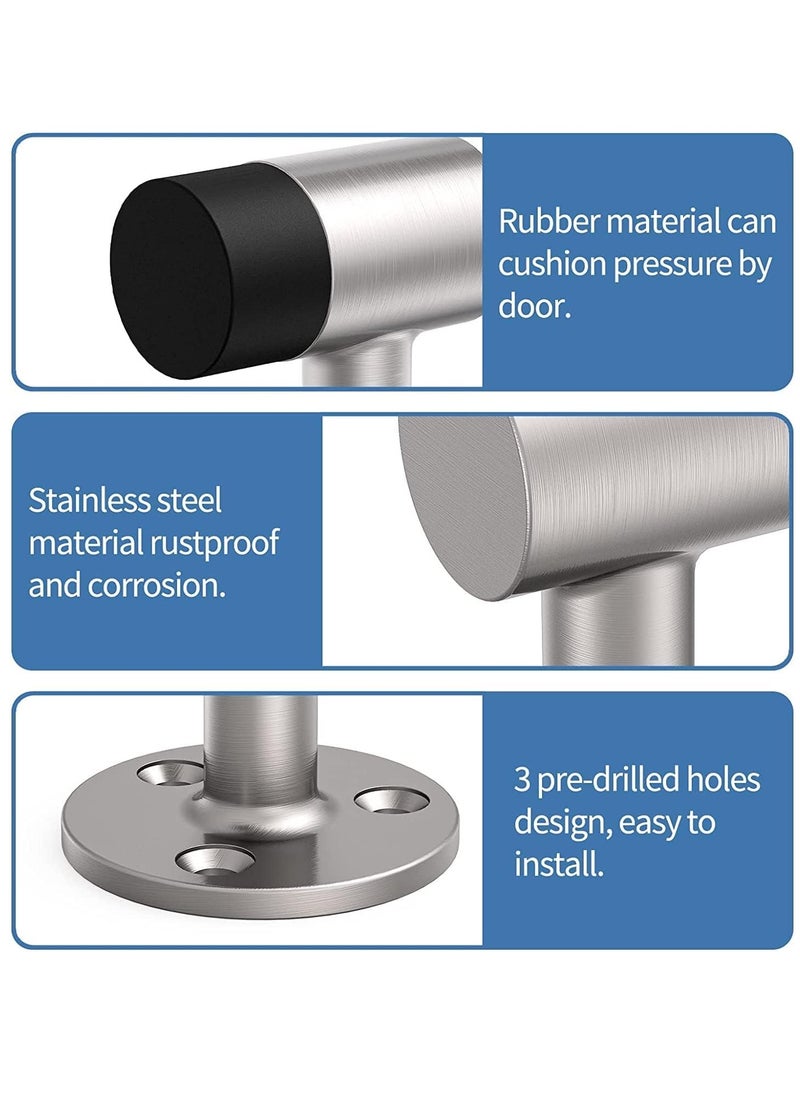 SYOSI 2 Packs Door Stops Rubber Black Door Stop Modern Chrome Silver Door Stopper Floor Mount Door Stop Heavy Duty Door Stopper with Rubber Bumper  - Image 2