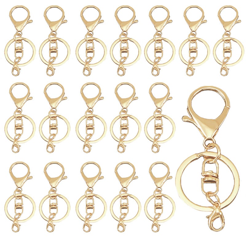 SCORYULE 30Sets Gold Lobster Claw Clasps Keychains, Hook with Flat Split Keychain Ring for DIY, Craft, Jewelry Making - Image 1