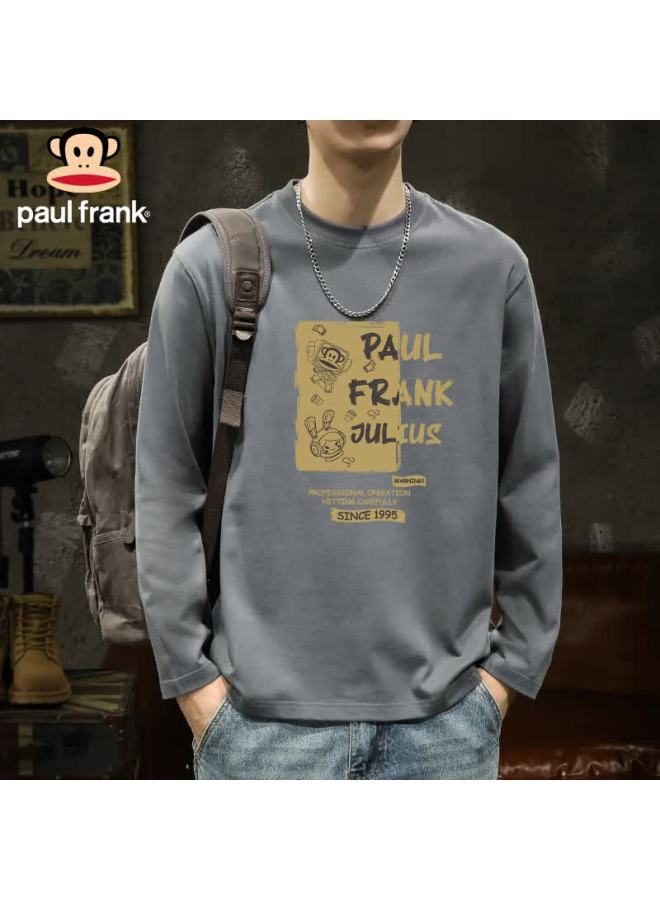 Paul Frank Men's Long Sleeve T-shirt Spring Autumn Pure Cotton Crew Neck Innerwear Dark Gray M - Image 1