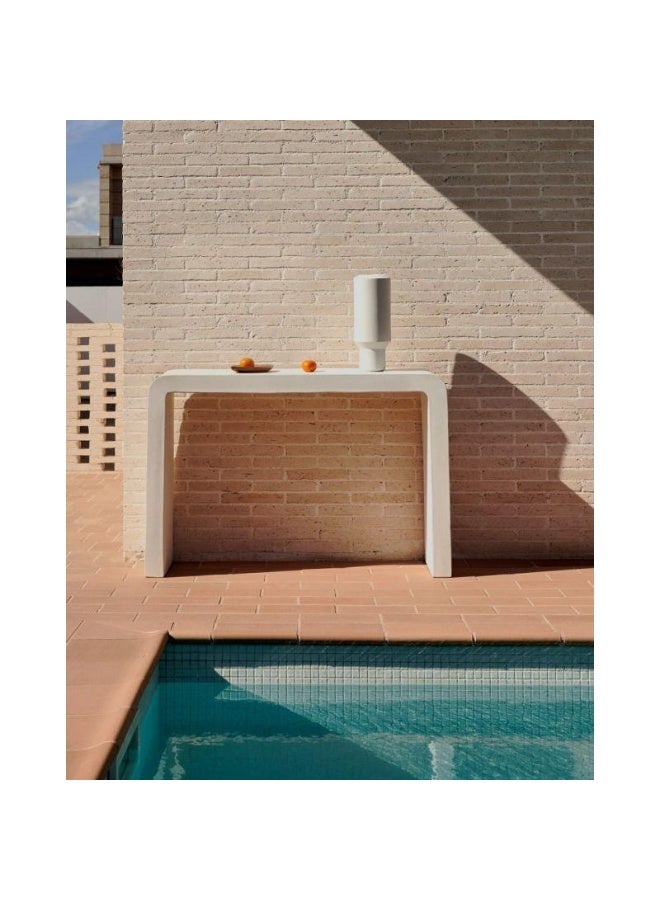 الهوم كونسول خشبي هندسي باللون الأبيض - الحجم: 130x30x100 من الهوم - Image 1