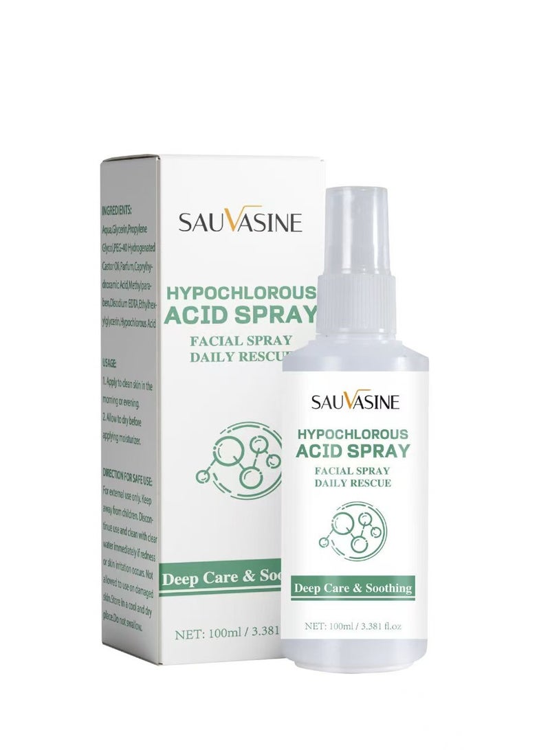 SAUVASINE Hypochlorous Acid Face and Skin Spray,Safe for use on Acne Prone Skin, Eczema, Dry Scalp, Post Procedure, Toner, Eye Lash Cleanser, Face and Hand Cleanser - 100ml - Image 1
