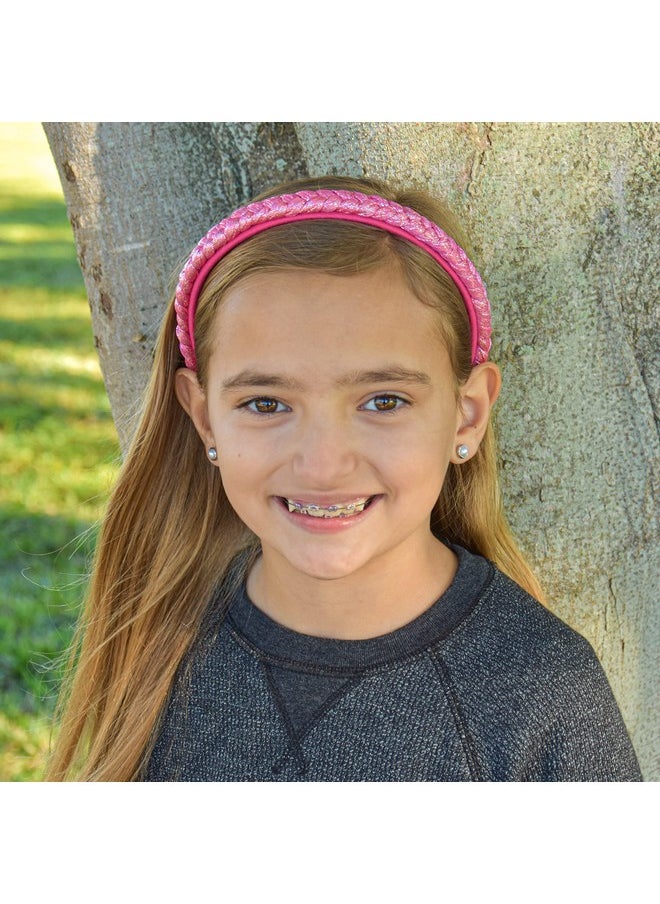 FROG SAC - 2 Braided Headbands For Girls, Glitter Headband For Kids, Metallic Braid Head Band Hair Accessories, Cute Sparkly Hard Hairbands (Glitter) - Image 1