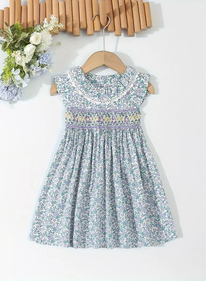 تايك تو Take Two Girls Blue Floral Smocked Dress