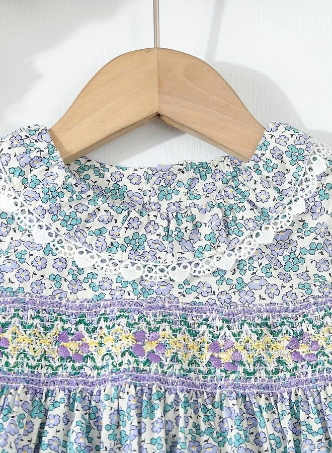 Take Two Take Two Girls Blue Floral Smocked Dress