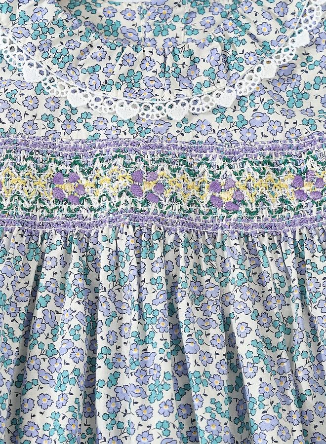 تايك تو فستان فتيات أزرق مزهر بزمزمة - Image 4